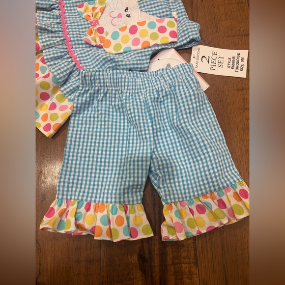 NWT Rare Editions Easter Bunny Polka Dot Baby Girl Set, 9 Months - Picture 6 of 10